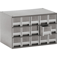 Modular Parts Cabinets, Steel, 15 Drawers, 17" x 10-9/16" x 3-1/16", Grey Cantin et fils