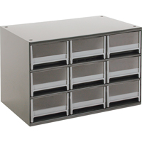 Modular Parts Cabinets, Steel, 9 Drawers, 17" x 10-9/16" x 3-1/16", Grey Cantin et fils