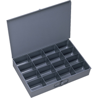 Boîtes &agrave; fond courb&eacute;, Acier, 16 compartiments, 18" la x 12" p, 3" h, Gris Cantin et fils