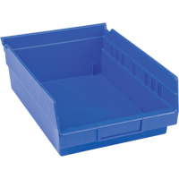 Plastic Shelf Bins, 8-3/8" W x 4" H x 11-5/8" D, Blue, 15 lbs. Capacity Cantin et fils