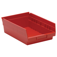 Shelf Bins, 8-3/8" W x 4" H x 11-5/8" D, Red, 30 lbs. Capacity Cantin et fils