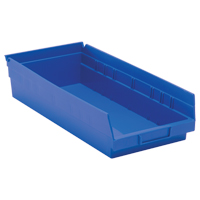 Shelf Bins, 8-3/8" W x 4" H x 17-7/8" D, Blue, 40 lbs. Capacity Cantin et fils