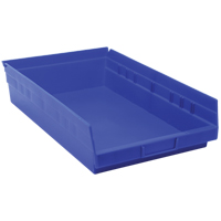 Shelf Bins, 11-1/8" W x 4" H x 17-7/8" D, Blue, 40 lbs. Capacity Cantin et fils