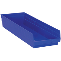 Shelf Bins, 8-3/8" W x 4" H x 23-5/8" D, Blue, 50 lbs. Capacity Cantin et fils