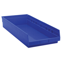 Shelf Bins, 11-1/8" W x 4" H x 23-5/8" D, Blue, 50 lbs. Capacity Cantin et fils