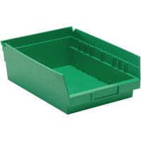 Shelf Bins, 8-3/8" W x 4" H x 11-5/8" D, Green, 30 lbs. Capacity Cantin et fils