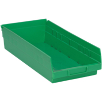 Shelf Bins, 8-1/8" W x 4" H x 17-7/8" D, Green, 40 lbs. Capacity Cantin et fils