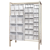 Syst&egrave;me de stockage &agrave; glissi&egrave;re &agrave; bacs basculants autonome, 51-1/4" la x 26" p x 77" h, 101 tiroirs Cantin et fils