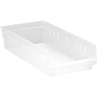 Shelf Bins, 8-3/8" W x 4" H x 17-7/8" D, Clear, 40 lbs. Capacity Cantin et fils
