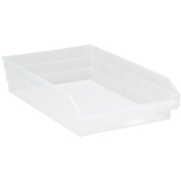 Shelf Bins, 11-1/8" W x 4" H x 17-7/8" D, Clear, 40 lbs. Capacity Cantin et fils