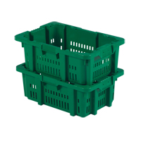 Contenant en plastique Stack-N-Nest pour la manutention des aliments, 16" x 23,9" x 8,8", Vert Cantin et fils