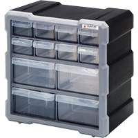Drawer Cabinet, Plastic, 12 Drawers, 10-1/2" x 6-1/4" x 10-1/4", Black Cantin et fils