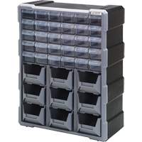 Drawer Cabinet, Plastic, 39 Drawers, 15" x 6-1/4" x 18-3/4", Black Cantin et fils