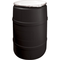 Barils en poly&eacute;thyl&egrave;ne, 55 gal. US (45 gal. imp.), Dessus ouvert, Noir Cantin et fils