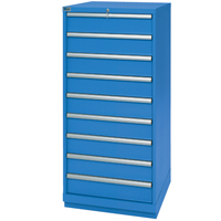Drawer Cabinets, 9 Drawers, 28-1/4" W x 28-1/2" D x 59-1/2" H, Bright blue Cantin et fils
