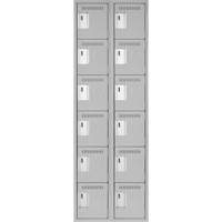 Clean Line Lockerettes, 6 -tier, Bank of 2, 24" x 18" x 72", Steel, Grey, Rivet (Assembled) Cantin et fils