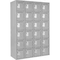 Clean Line Lockerettes, 6 -tier, Bank of 4, 48" x 18" x 72", Steel, Grey, Rivet (Assembled) Cantin et fils