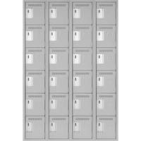 Clean Line Lockerettes, 6 -tier, Bank of 4, 48" x 18" x 72", Steel, Grey, Rivet (Assembled) Cantin et fils