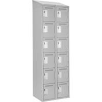 Clean Line Lockerette , 6 -tier, Bank of 2, 24" x 18" x 78", Steel, Grey, Rivet (Assembled) Cantin et fils