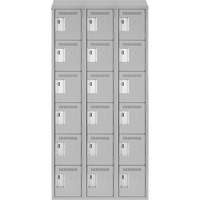 Clean Line Lockerette , 6 -tier, Bank of 3, 36" x 18" x 78", Steel, Grey, Rivet (Assembled) Cantin et fils