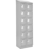 Clean Line Lockerette, 6 -tier, Bank of 2, 24" x 18" x 82", Steel, Grey, Rivet (Assembled) Cantin et fils