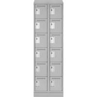 Clean Line Lockerette, 6 -tier, Bank of 2, 24" x 18" x 82", Steel, Grey, Rivet (Assembled) Cantin et fils