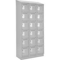 Clean Line Lockerette, 6 -tier, Bank of 3, 36" x 18" x 82", Steel, Grey, Rivet (Assembled) Cantin et fils