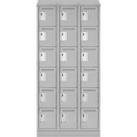 Clean Line Lockerette, 6 -tier, Bank of 3, 36" x 18" x 82", Steel, Grey, Rivet (Assembled) Cantin et fils
