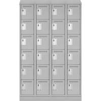 Clean Line Lockerette, 6 -tier, Bank of 4, 48" x 18" x 82", Steel, Grey, Rivet (Assembled) Cantin et fils