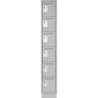 Clean Line Lockerette, 6 -tier, 12" x 18" x 76", Steel, Grey, Rivet (Assembled) Cantin et fils