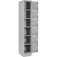 Clean Line Lockerette, 6 -tier, Bank of 4, 48" x 18" x 76", Steel, Grey, Rivet (Assembled) Cantin et fils
