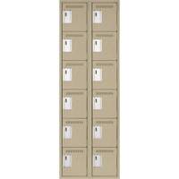 Clean Line Lockerette, 6 -tier, Bank of 2, 24" x 18" x 72", Steel, Beige, Rivet (Assembled) Cantin et fils