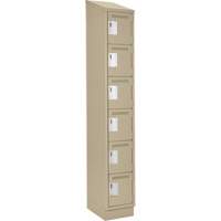 Petits casiers Clean Line, 6 niveaux, 12" x 18" x 82", Acier, Beige, Rivet (assembl&eacute;) Cantin et fils