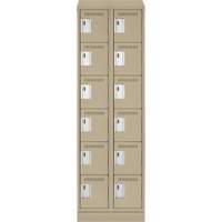 Clean Line Lockerette , 6 -tier, Bank of 2, 24" x 18" x 82", Steel, Beige, Rivet (Assembled) Cantin et fils