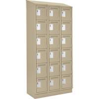 Clean Line Lockerette , 6 -tier, Bank of 3, 36" x 18" x 82", Steel, Beige, Rivet (Assembled) Cantin et fils