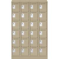 Clean Line Lockerette , 6 -tier, Bank of 4, 48" x 18" x 82", Steel, Beige, Rivet (Assembled) Cantin et fils