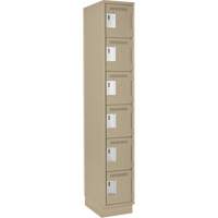 Clean Line Lockerette, 6 -tier, 12" x 18" x 76", Steel, Beige, Rivet (Assembled) Cantin et fils