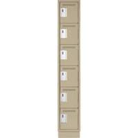 Clean Line Lockerette, 6 -tier, 12" x 18" x 76", Steel, Beige, Rivet (Assembled) Cantin et fils