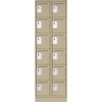 Clean Line Lockerette, 6 -tier, Bank of 2, 24" x 18" x 76", Steel, Beige, Rivet (Assembled) Cantin et fils