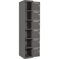 Clean Line Lockerette, 6 -tier, Bank of 4, 48" x 18" x 72", Steel, Charcoal, Rivet (Assembled) Cantin et fils