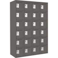 Clean Line Lockerette, 6 -tier, Bank of 4, 48" x 18" x 72", Steel, Charcoal, Rivet (Assembled) Cantin et fils
