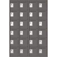 Clean Line Lockerette, 6 -tier, Bank of 4, 48" x 18" x 72", Steel, Charcoal, Rivet (Assembled) Cantin et fils