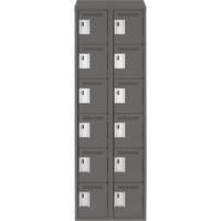 Clean Line Lockerette, 6 -tier, Bank of 2, 24" x 18" x 78", Steel, Charcoal, Rivet (Assembled) Cantin et fils