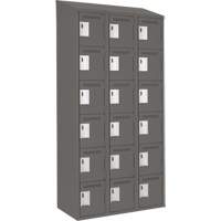 Clean Line Lockerette, 6 -tier, Bank of 3, 36" x 18" x 78", Steel, Charcoal, Rivet (Assembled) Cantin et fils