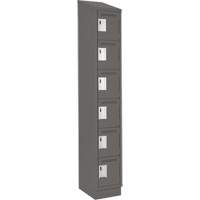 Clean Line Lockerette, 6 -tier, 12" x 18" x 82", Steel, Charcoal, Rivet (Assembled) Cantin et fils