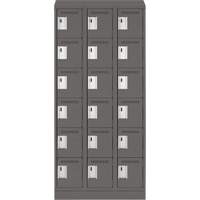 Clean Line Lockerette, 6 -tier, Bank of 3, 36" x 18" x 82", Steel, Charcoal, Rivet (Assembled) Cantin et fils