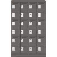 Clean Line Lockerette, 6 -tier, Bank of 4, 48" x 18" x 82", Steel, Charcoal, Rivet (Assembled) Cantin et fils