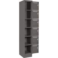 Clean Line Lockerette, 6 -tier, Bank of 4, 48" x 18" x 76", Steel, Charcoal, Rivet (Assembled) Cantin et fils