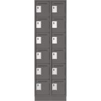 Clean Line Lockerette, 6 -tier, Bank of 2, 24" x 18" x 76", Steel, Charcoal, Rivet (Assembled) Cantin et fils