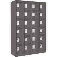 Clean Line Lockerette, 6 -tier, Bank of 4, 48" x 18" x 76", Steel, Charcoal, Rivet (Assembled) Cantin et fils
